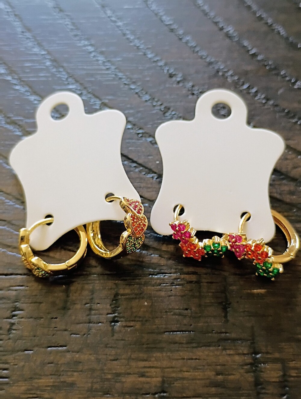 New Gold Plated Multi-Color Floral Hoop Earrings Bundle